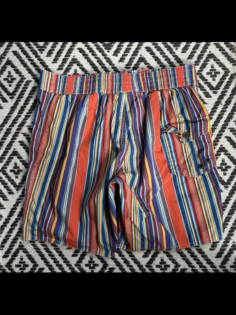 Vtg Polo Ralph Lauren Size M Swim Trunks Board Shorts Multi Colored Stripe Retro